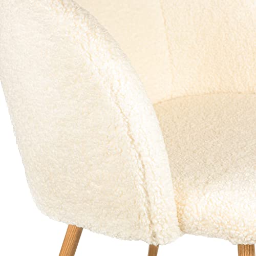 Homsof Set Of 2 Off White Upholstered Dining Chair Teddy Faux Fur Accent Armchair For Kitchen And Living Room #TOP5