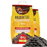 FLOWER Carbon Vegetal Briquetas 100% Natural 6 kg | Carbón para Barbacoas, Parrilas Chimeneas | Brasas Rápidas en Menos 20 Minutos | Sin Aditivos Químicos Ni Minerales | Alto Poder Calorífico (6 KG)