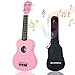 Hua Wind Soprano ukulélé 21 pouces ukulélé pour débutants, enfants guitare quatre cordes ukulélé pour enfants en bois avec le sac de concert (rose)