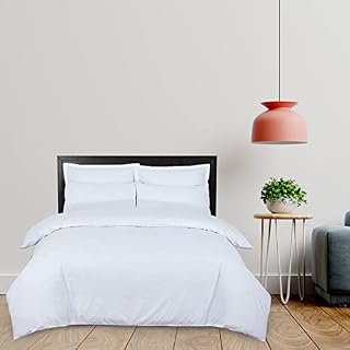 DTEX HOMES Duvet Cover Set 100% Pure Cotton Hotel Quality 800 Thread Count Duvet Set with Pillowcases Easy Care and Super Soft Luxury Bedding Super King Duvet (White-Super King)