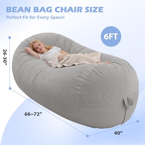Image of 6FT Bean Bag Chair 6'Giant Bean Bag Chairs with Adults, Large Beanbag Chair