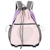 MilyaDE Ultra-Leicht Rucksack Turnbeutel mit Kordelzug, Outdoor-Tagesrucksack mit Tunnelzug Trekking Bergsteigen Reisen Campus, Rosa