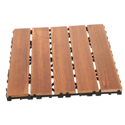 DIYEAH Interlocking Outdoor Flooring Tiles Balcony Patio Deck Coverings Waterproof Wood Composite Outdoor Patio Floor Tiles for Garden Walkway