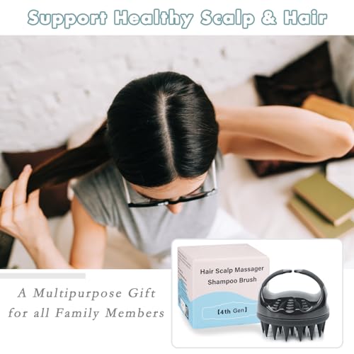 Image of FREATECH Hair Scalp Massager Shampoo Brush with Long & Soft Silicone Bristles for Scalp Care, Gentle Scrub to Exfoliate, Intensive Massage to Relax The Head, Dandruff Removal and Hair Growth, Black