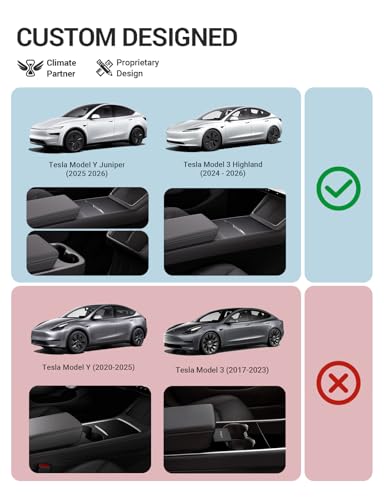 Image of BASENOR Phone Mount for 2025 2026 Tesla Model Y Juniper /Model 3 Highland, Dashboard Phone Holder Does Not Block View [No Adhesive][Dual Arms][360 Adjustable] Tesla Accessories Fit All Smartphone