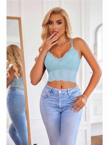 Image of Avidlove Lace Bralette for Women V Neck Camisoles Racerback Adjustable Strap Crop Top