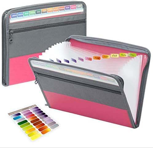 ドキュメントファイル A4 書類ケース 持ち運び 蛇腹 ファイルケース 書類 収納ケース 13ポケット 色別ファイリング 区分けラベル付き ファイルポケット アコーディオンファイル ハードカバー おしゃれ 仕切りフォルダー 拡張フォルダ ラベル付き 事務用