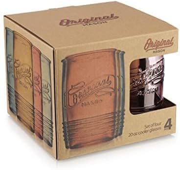 Glaver's Set Of 4 Original Mason Collins Glasses Assorted Colored Drinking Glasses For Juice, Cocktails, Beverage Glass Cups, Hand Wash-In Cold Water (Original Mason Colored 20 OZ) - Image 5