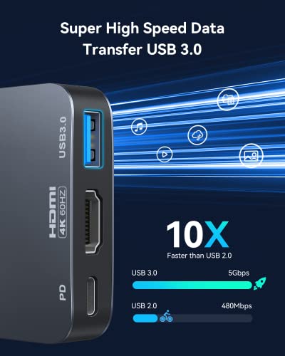 Usb C To Hdmi Adapter【4K@60Hz】, Vilcome Type-C To Hdmi Adapter Multiport With Usb Type C Pd & Usb 3.0 Port, Hdmi To Usb C Adapter For Macbook Pro/Air, Ipad Pro/Air, Dell Xps 13/15, Android Samsung S21 #TOP4