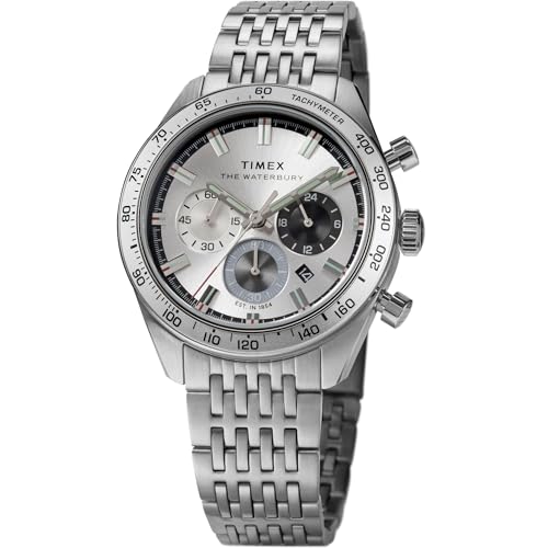 Image of TIMEX Waterbury Traditional Analog Silver Round Dial & Silver Stainless Steel Bracelet Band Water Resistant Men's Wrist Watch - TW2Y18700IK