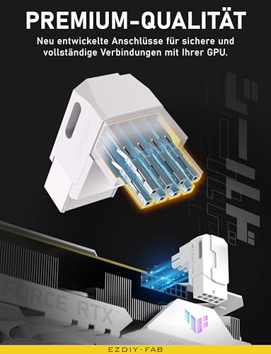 Conector 8 pines GPU de 90 grados blanco para modificar cables de tarjeta gráfica estilo minimalista 6