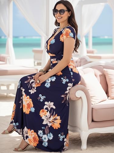 Image of KOH KOH Womens Long Modest Floor Length Flowing Summer Print Maxi Dress