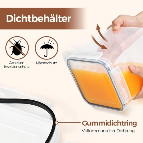 ComSaf Mehl Aufbewahrung 2.5L 3Pcs, Vorratsdosen mit Deckel luftdicht, Vorratsbehälter, luftdichte Aufbewahrungsbox, Aufbewahrungsdosen Küche, Lebensmittelaufbewahrung für Mehl, Reis, Müsl, Mandelmehl 5