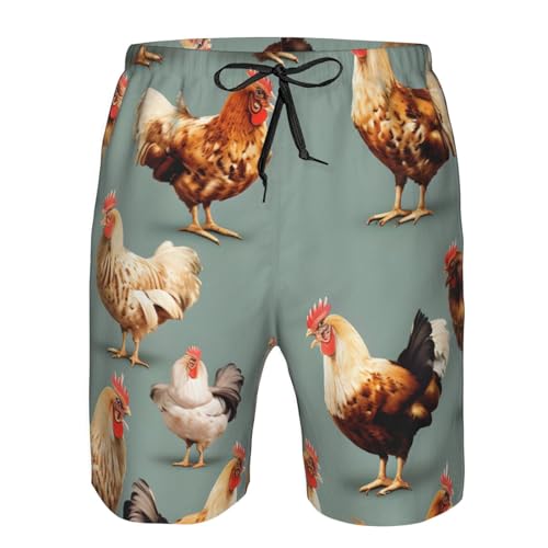 WURTON Chicken Prints Print Mens Swim Trunks Compression Liner Swimming Trunks Bathing Suit Quick Dry Shorts4