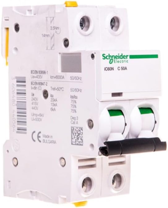 Автоматичний вимикач Schneider A9F04250 iC60N, 2P, 50A, характеристика C