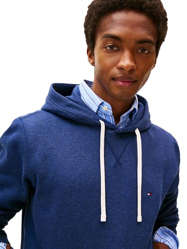 Tommy Hilfiger Herren Medium Weight Solid Fleece Hoodie, Available In Big & Tall Sweatshirt, Blau meliert, XXL – Ansicht 2