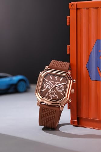 Image of Daniel Hechter Paris Moulin Collection Analog Watch for Men with Square Case, Luminous Hands & Markers, Multifunction Dial and Silicone Strap