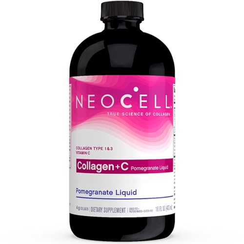 NeoCell, Collagen + Vitamin C, Bebida de Colágeno con Granada, Alta Dosis, 473ml, Testado en Laboratorio, Sin Gluten, Sin Soja, Sin OGM