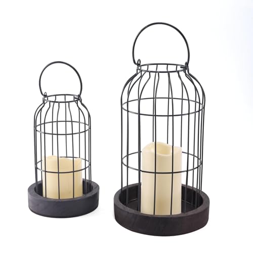 PHOSPHOR Rustic Farmhouse Decor Lantern Set of 2 Modern Farmhouse