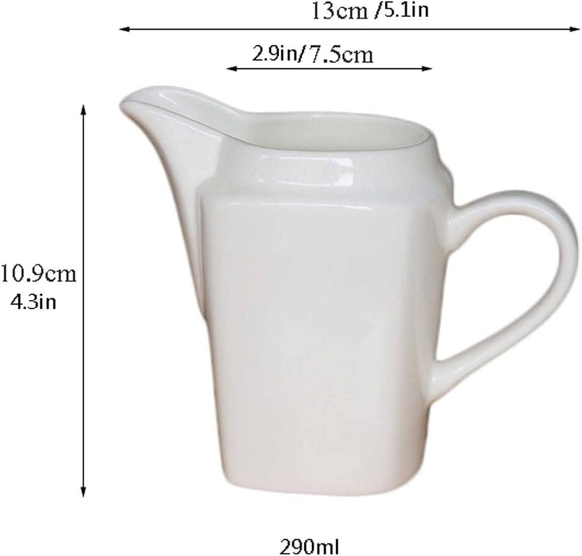 Milk Frother Cup Milk jug decor Western-style Bone China Milk Cup Ceramic Coffee Wreath Milk Jug Pure White Honey Jug Household Sauce Jug Restaurant Steak Juice Barrel 290ml mini Milk jug