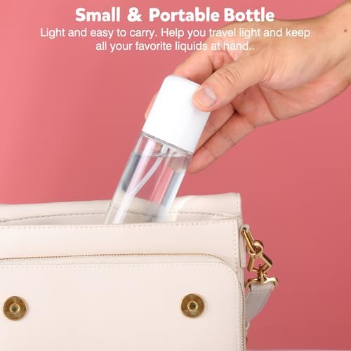 Bynccea Small Spray Bottle Travel Size 3.4oz/100ml Plastic Mini Bottle Set - Fine Mist Mini Empty Spray Bottles - Refillable Spray Bottles for Cleaning Solutions, Perfume, Liquid Cosmetics - 4