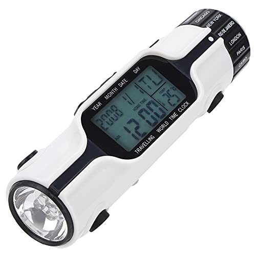 lvifloae Weltzeit-Reiseuhr, 3-in-1, elektronische Taschenlampe, digitaler Wecker, Thermometer mit Weltzeit-Hintergrundbeleuchtung, Weltzeituhr, mehrere Zeitzonen für Reisen