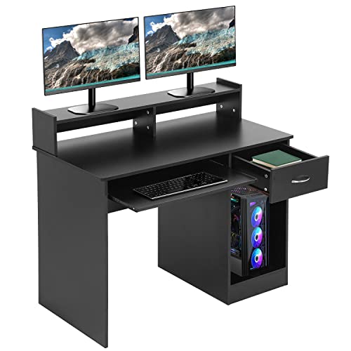 PayLessHere Office Desk, Computer Desk with Drawers Keyboard Tray 43" Study Writing Desks for Home with Storage Shelves, Desks & Workstations by PayLessHere - Used condition - US$62.94