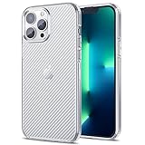 MRYUESG for iPhone 13 Pro Max Case, Carbon Fiber Pattern, Clear Hard Back, Silicone Soft Bumper,...