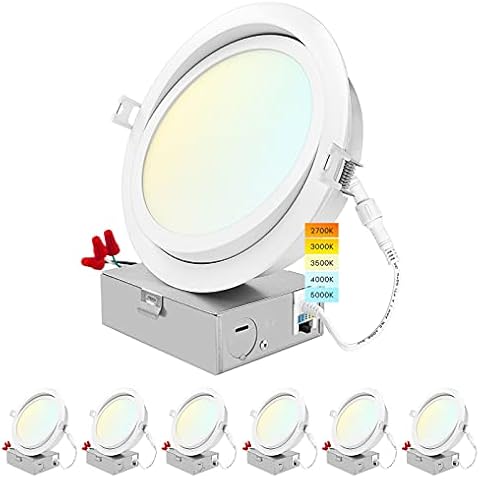 Luxrite 6 Inch Gimbal LED Recessed Lighting, 5 Color Selectable 2700K-5000K, 1400 Lumens, Adjustable Swivel Downlight, Dimmable, 15W, Wet Rated, IC Rated, High Output, ETL Listed (6 Pack) Cover