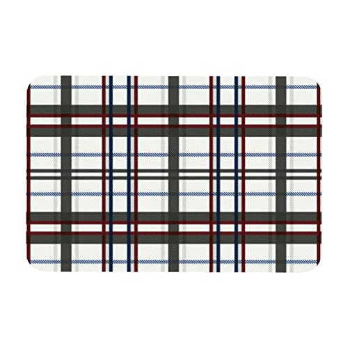 Lorvies Tartan Pattern Plaid Indoor Door Mat, Non-Slip Absorbent Doormat Inside Floor Mats Area Rug For Entryway, Machine Washable Entrance Rug Outdoor 20X47 #TOP22