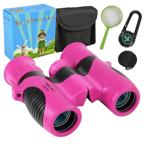 Binoculares compactos 8x21 para niños color rosa