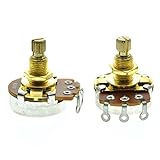 KAISH Pack of 2 Full Size Metric Guitar Bass Pots with 18mm Brass Shaft Audio Taper Potentiometers A500K
