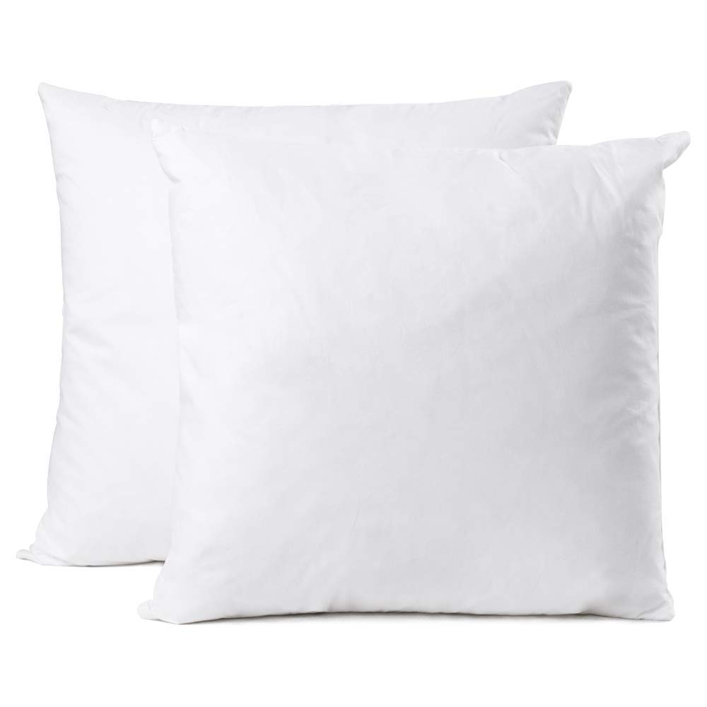 YSTHER Down Feather Throw Pillow Inserts 16x16 Set of 2 Square Form Sham Stuffer Premium Cotton Lumbar White Decorative Sofa Cushion Couch