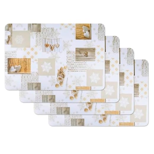 Vénilia Tovagliette stampate Snow white, Tovagliette da Tavola, Tovaglietta per sala da pranzo, a prova di cibo, 4 pezzi, 30 x 45 cm