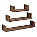 VASAGLE Mensole da Parete a Forma di U, Set di 3, Stile Vintage, Scaffali Galleggianti per Decorazioni da Muro, in Soggiorno, Camera da Letto, Ufficio, Marrone LWS36BX