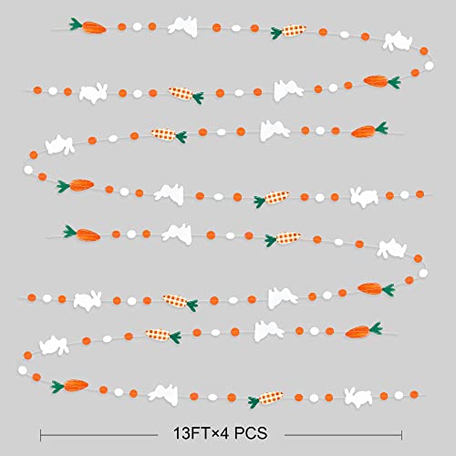 Image of Pinkblume Easter Party Decorations - Bunny Carrot Circle Dot Garland Streamer Hanging Paper Buffalo Plaid Carrot Polka Dot Rabbit Banner for Spring Day Party Supplies