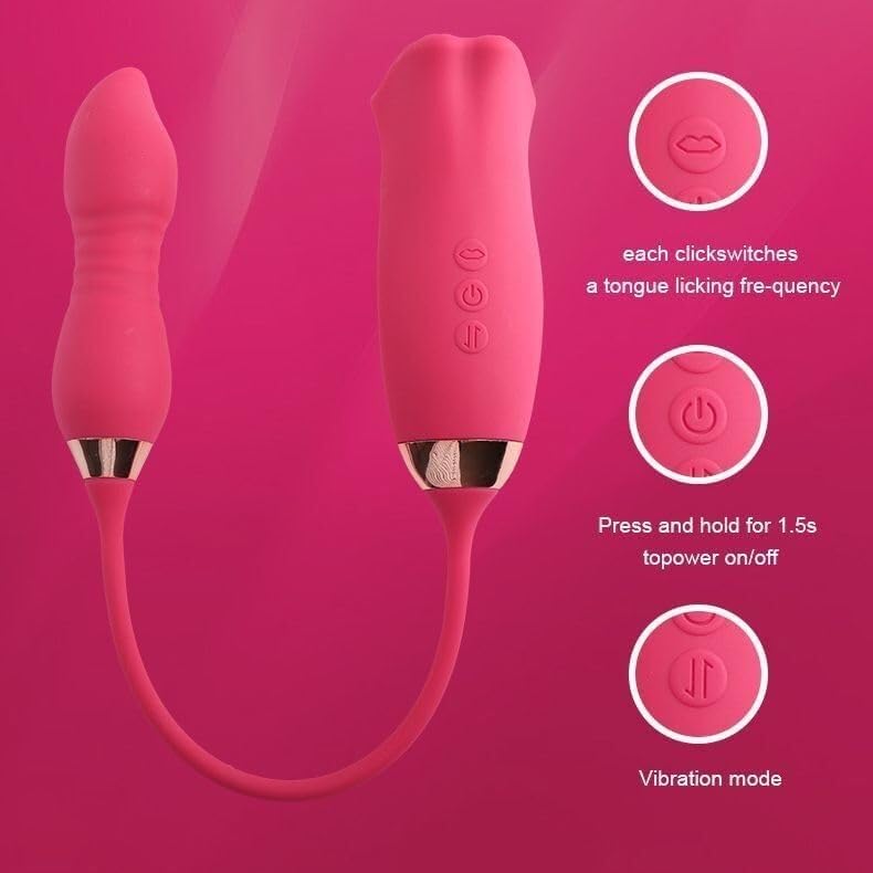 Adult Sex Toys Vibrator with 9 French Kissing Modes and Vibration Modes, G-spot Toy and Clitoral Tongue, Rose Vibrator, Dildo