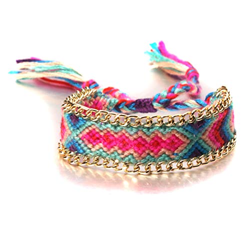 Bracelet en corde tissé à la main bleu style bohème national pour homme et femme