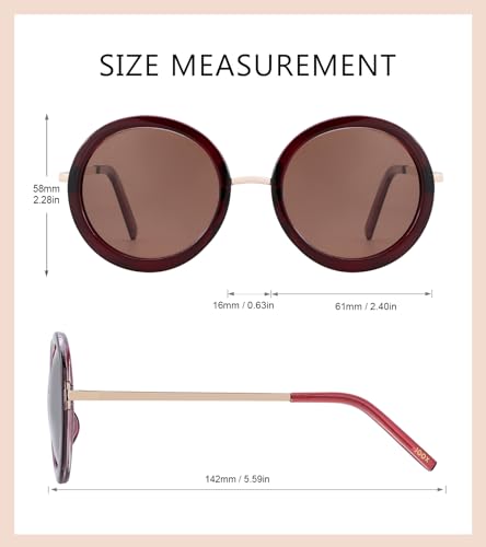 JOOX Polarized Retro Round Sunglasses for Women, Vintage Oversized Ladies Sun Glasses with 100% UV Protection Lens2