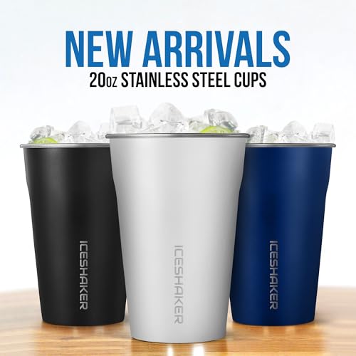 Ice Shaker Insulated Stainless Steel Half Gallon Water Jug | 64 oz, Navy & Black | Stays Cold for 60+ Hours | Multi-purpose lid | Odor-Free Outdoor Water Jug for Sports, Camping, Hiking, Working Out