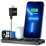 3 in 1 Wireless Charging Station for Apple Multiple Devices, Magnetic Charging Dock for Phone 17/16/15/14/13/12, Fast Charging Stand for iWatch AirPods, Foldable Travel Phone Charger