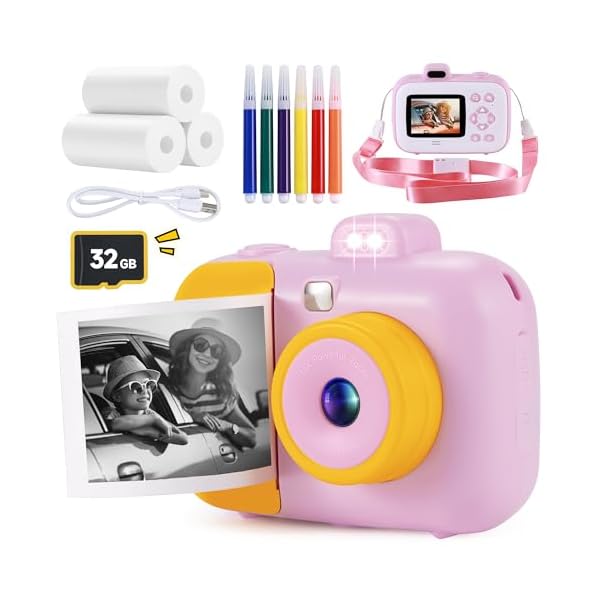Kids Camera Instant Print for Girls Boys Age 3-12 Kids Toys, 12MP 1080P Kids Digital Cameras Christmas Birthday Gifts for 4 5 6 7 8 9 10 Year Old Girls, Toddler Camera Girls Toys
