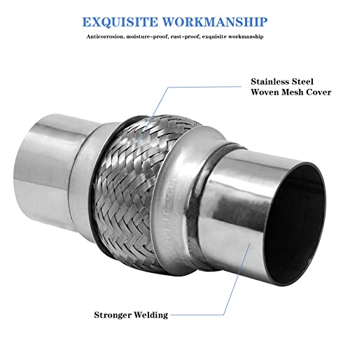 Rp Remarkable Power, Rk7544-2.5" X 4" Heavy Duty Stainless Steel Exhaust Flex Pipe 8" Ol #TOP2