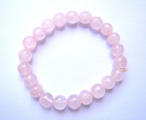 CRYSTALMIRACLE Beautiful Rose Quartz Power Beaded Round Bracelet Men Women Gift Fashion Jewelry Wicca Gemstone Accessory Love Peace Success Reiki Relationship Healing