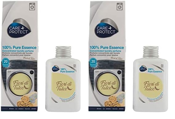 CARE + PROTECT Fiori di Talco, Esencia 100% Pura, Fragancia de Lavandería para Lavadoras, Esencia Concentrada para Ropa y Ropa, Fórmula Activa de Larga Duración, hasta 5 semanas, 20 ciclos, 100ml