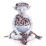 Vollence 17 inch Avatar Eye Closed Full Silicone Baby Dolls, Not Vinyl Dolls, Na'vi Realistic Newborn Baby Doll for Children Gifts Doll Collection - Girl