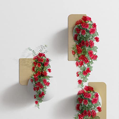 Blumen Künstlich,Yiyifor 2 pcs Künstliche Hängepflanzen Künstliche Blumen Rosen Rot für Außen- und Innenhochzeit Wand Dekoration (Rot) – Bild 4