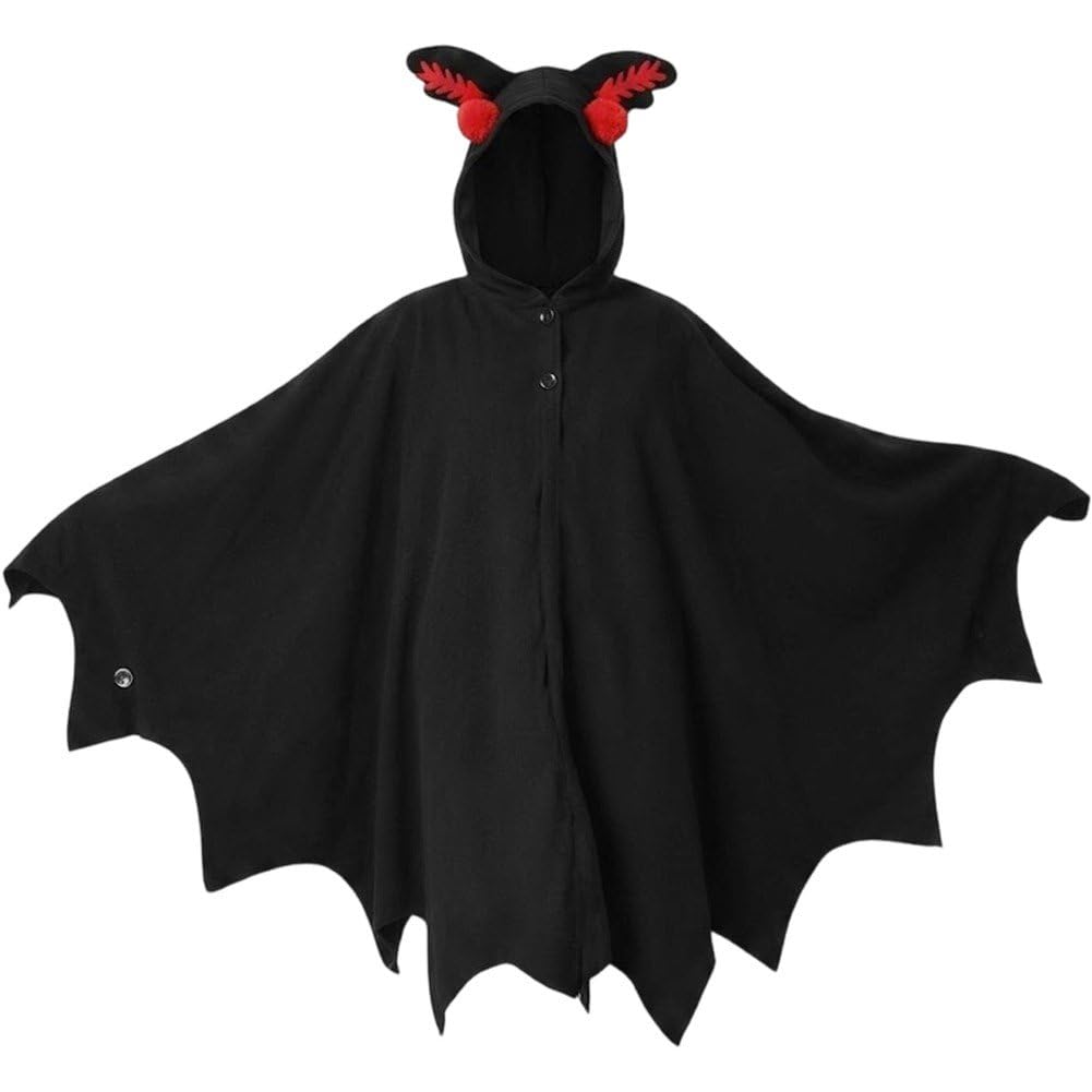 Lipfer Mothman Costume Cosplay Halloween Costumes for Women Adult Mothman Onesie Adult Party Hooded Cape