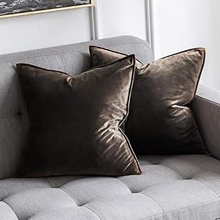 MIULEE Pack of 2 Velvet Soft Decorative Square Throw Pillow Case Flanges Cushion Covers Pillowcases for Livingroom Sofa Bedroom with Invisible Zipper 40cm x 40cm 16x16 Inch Set of Two Rose