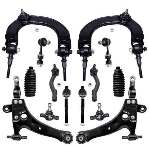 Image of Detroit Axle - 14pc Front End Kit for Sonata XG350 XG300 Kia Optima 2 Upper Control Arms w /Ball Joints 2 Lower Control Arms 2 Lower Ball Joints 4 Inner & Outer Tie Rods 2 Sway Bars 2 Boots Replacement